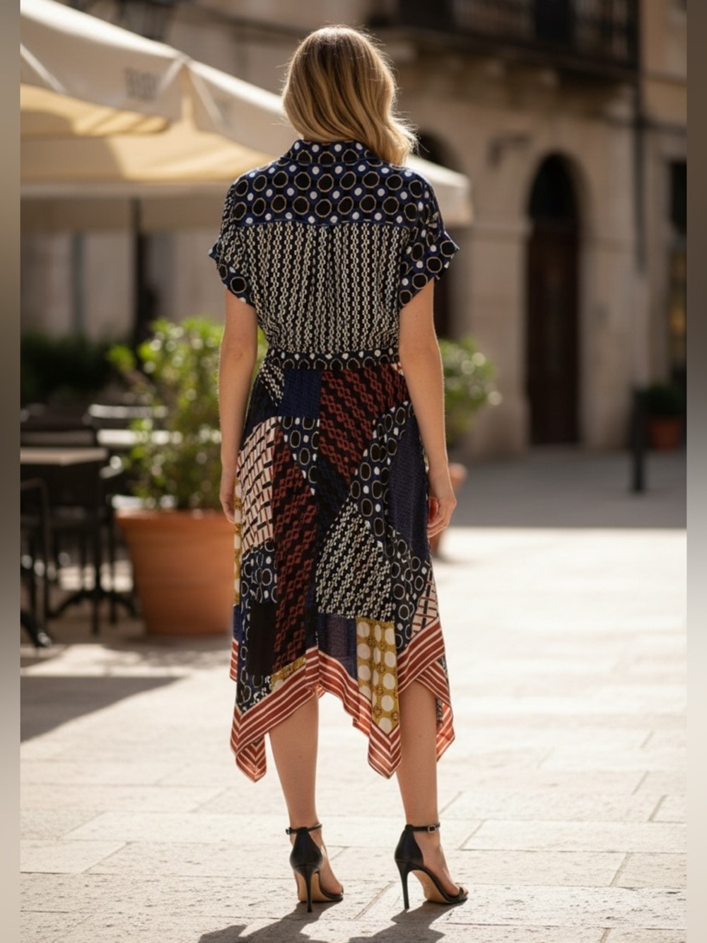 Maeve by Anthropologie Navy and Yellow Patterned Dress size S/m - Picture 2 of 13